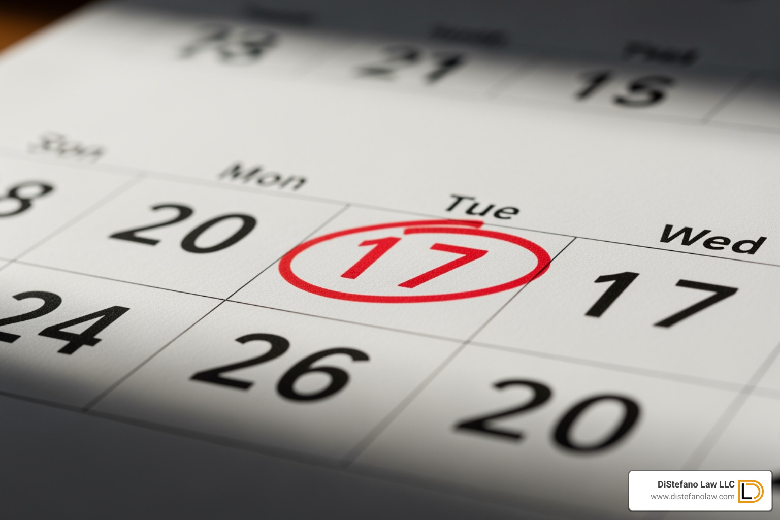 Calendar with the two-year statute of limitations deadline circled in red - when to hire a fort lauderdale car accident lawyer Calendar with the two-year statute of limitations deadline circled in red - when to hire a fort lauderdale car accident lawyer