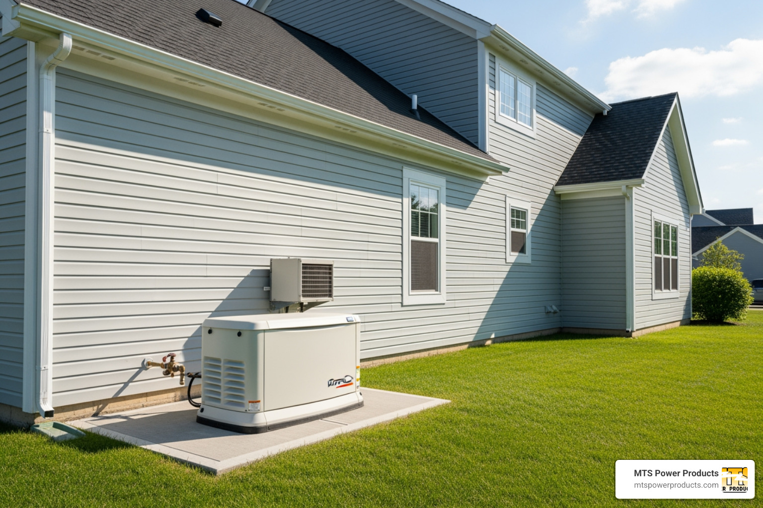 featured generator model installed neatly beside a house - natural gas generator for home