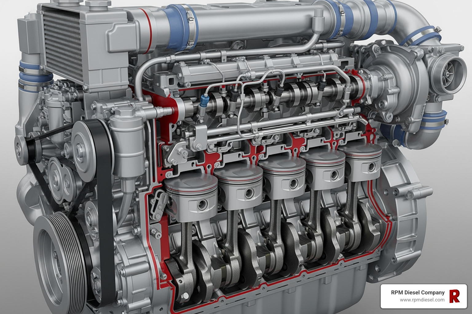 cutaway view of a Yanmar common rail engine - buy yanmar marine engine
