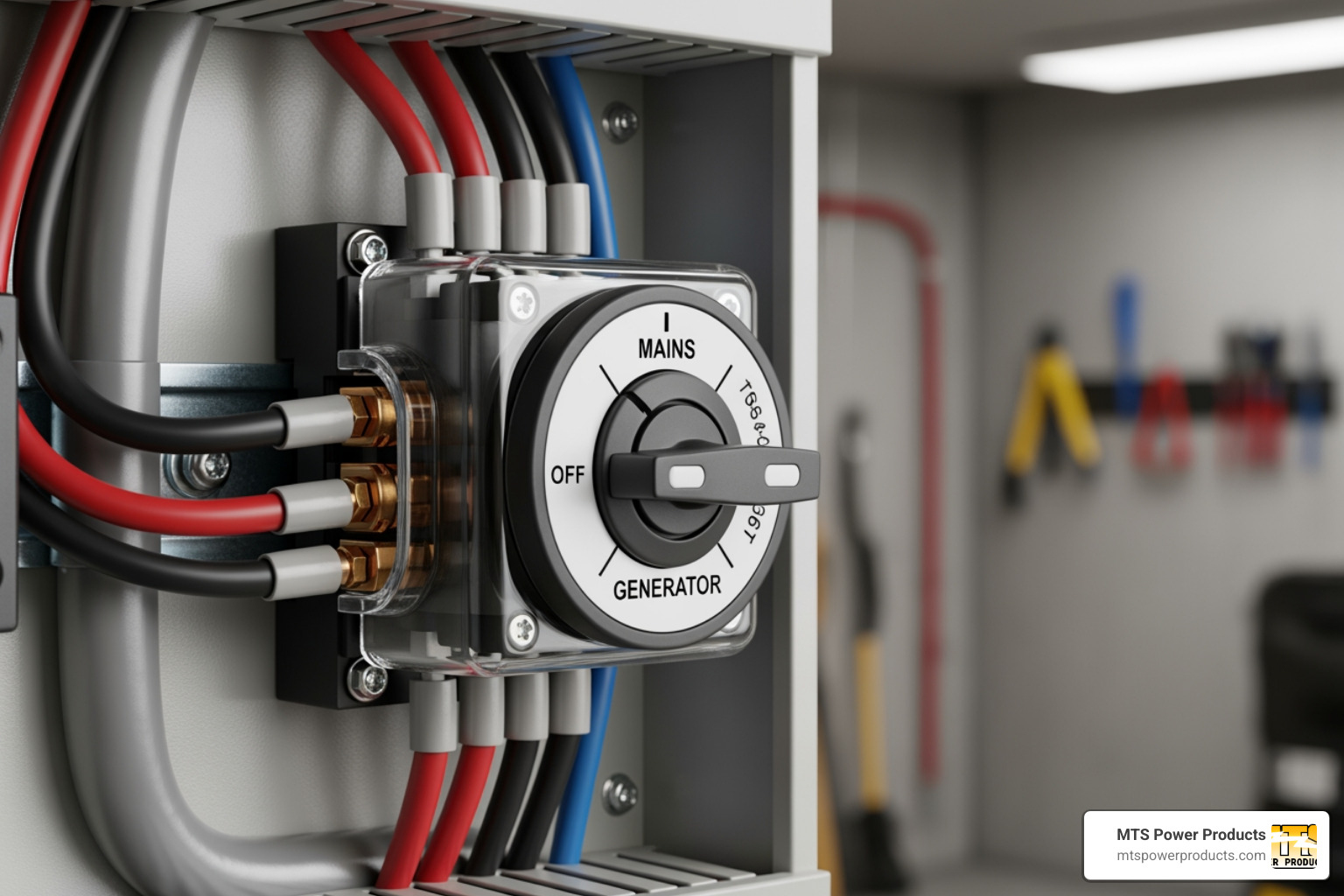 Clear single-phase changeover switch wiring diagram showing connections from utility input, generator input, and output to the main electrical panel, highlighting the break-before-make mechanism - changeover switch for generator