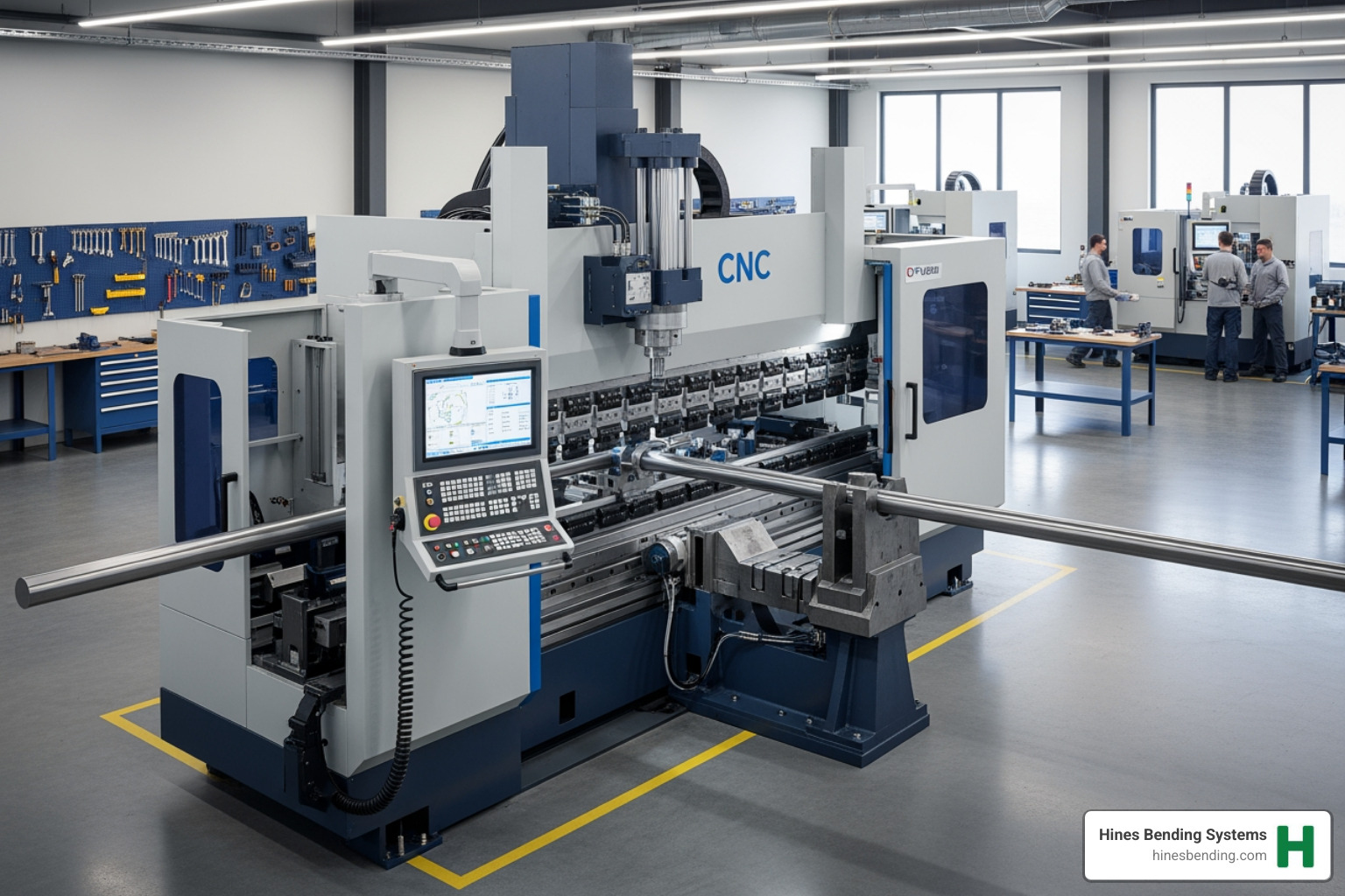 large, industrial CNC mandrel bending machine in a clean workshop - mandrel tubing bender for sale