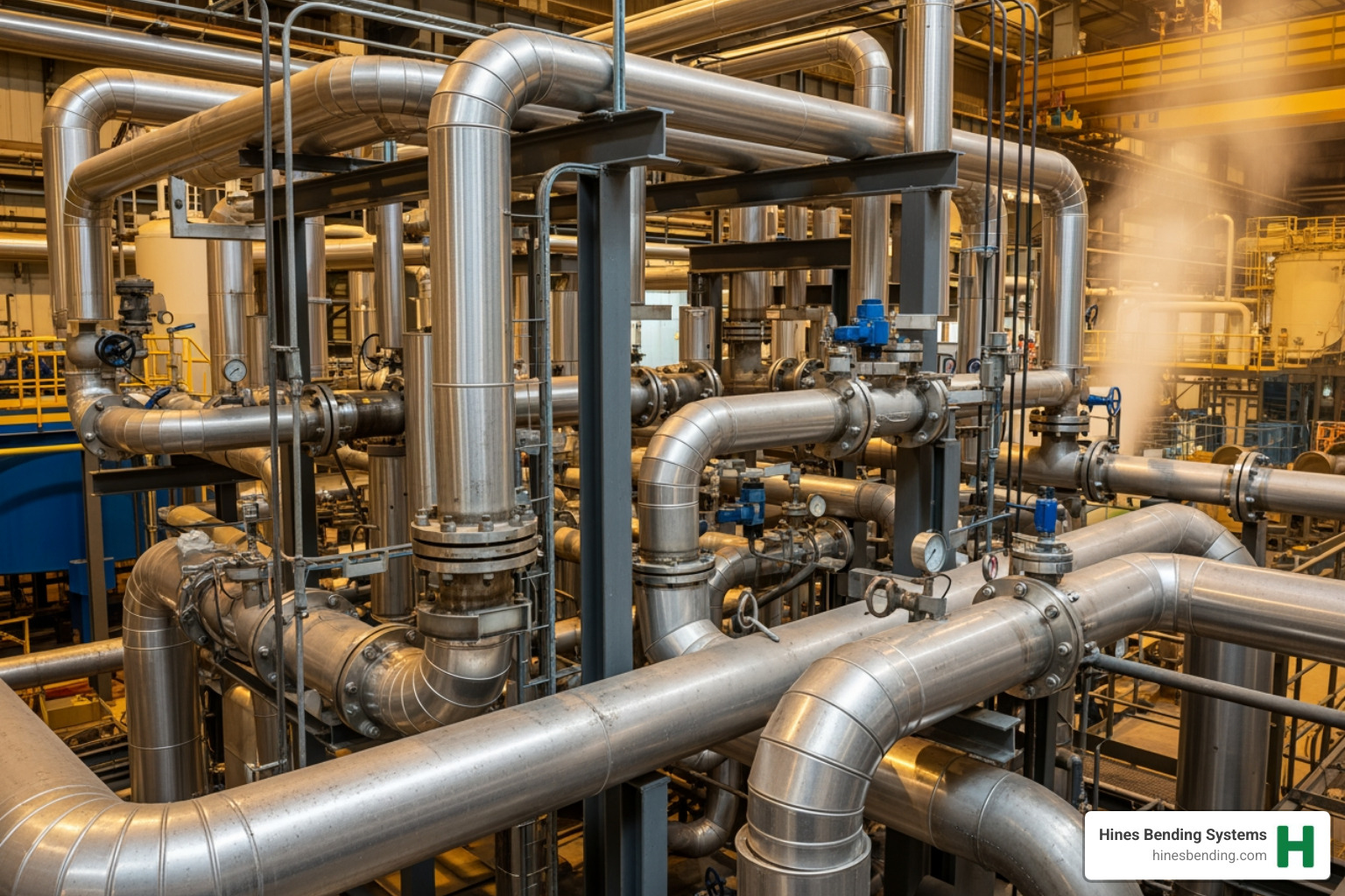 A complex industrial pipe network, showcasing the precision and versatility of CNC bending in large-scale applications - cnc bending