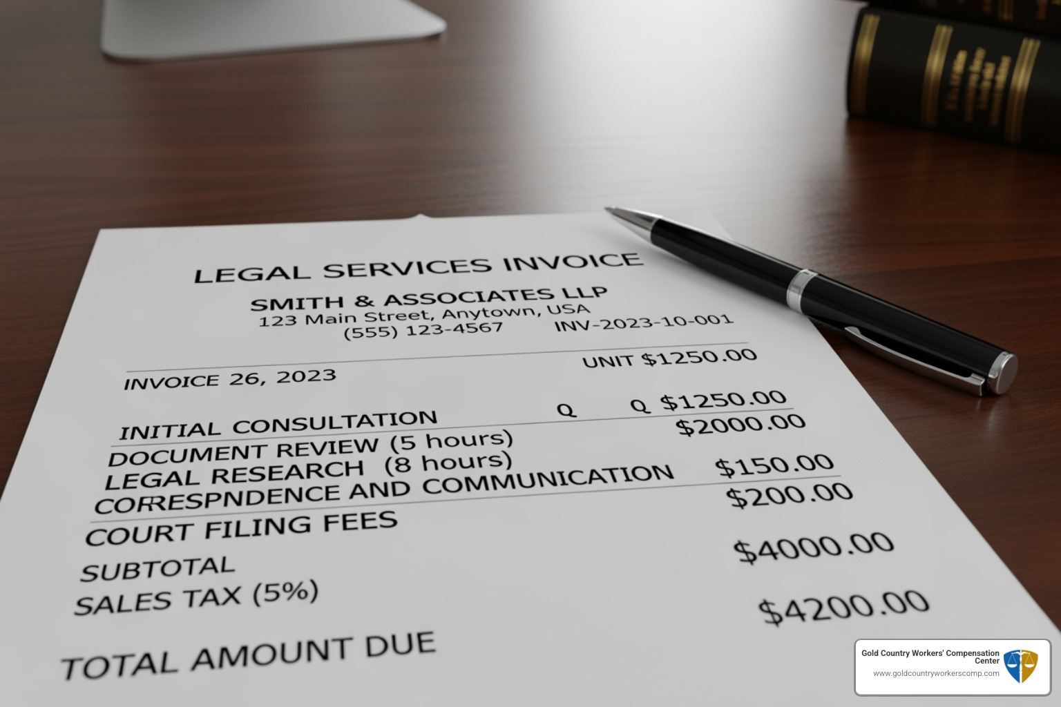 Itemized receipt showing various legal costs - social security disability california attorney fees