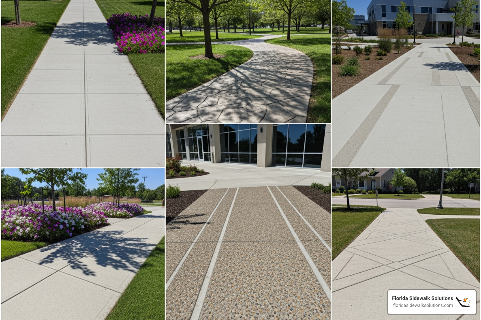 collage of well-maintained concrete sidewalks and walkways - walkway contractor collage of well-maintained concrete sidewalks and walkways - walkway contractor