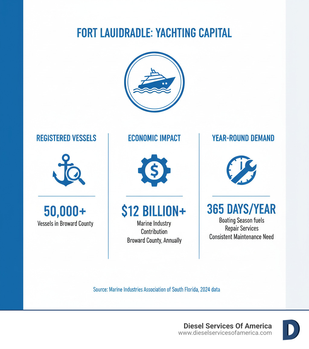 Infographic showing Fort Lauderdale as the Yachting Capital of the World with statistics on registered vessels in Broward County, the contribution of the marine industry to the local economy, and the year-round boating season impact on repair service demand - Marine engine repair Fort Lauderdale infographic Infographic showing Fort Lauderdale as the Yachting Capital of the World with statistics on registered vessels in Broward County, the contribution of the marine industry to the local economy, and the year-round boating season impact on repair service demand - Marine engine repair Fort Lauderdale infographic