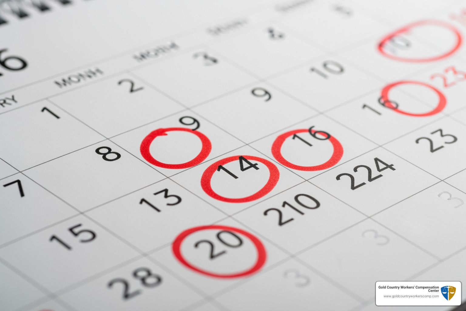 calendar highlighting important appeal deadlines, emphasizing urgency - california social security disability attorney