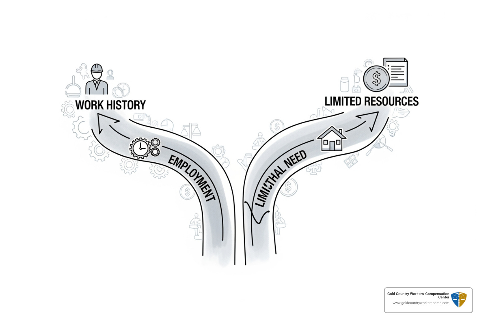 flowchart differentiating SSDI and SSI pathways, showing separate paths based on work history and financial need - california social security disability attorney
