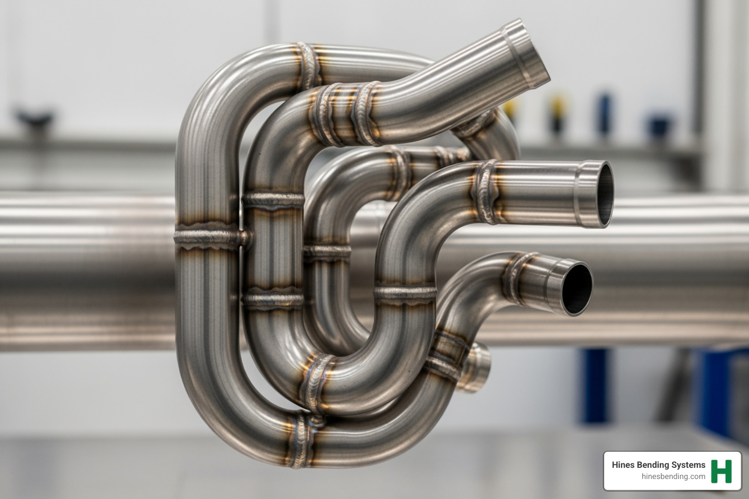 Complex bent part for an aerospace application with multiple tight radius bends and precise angles - mandrel pipe bender Complex bent part for an aerospace application with multiple tight radius bends and precise angles - mandrel pipe bender