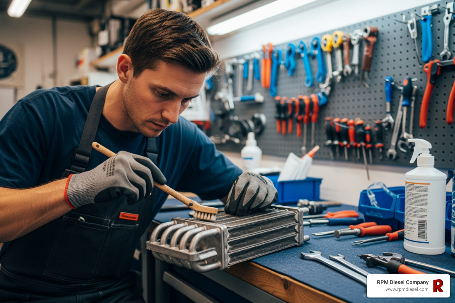 of a technician servicing a marine heat exchanger - diesel engine overhauling procedure of a technician servicing a marine heat exchanger - diesel engine overhauling procedure
