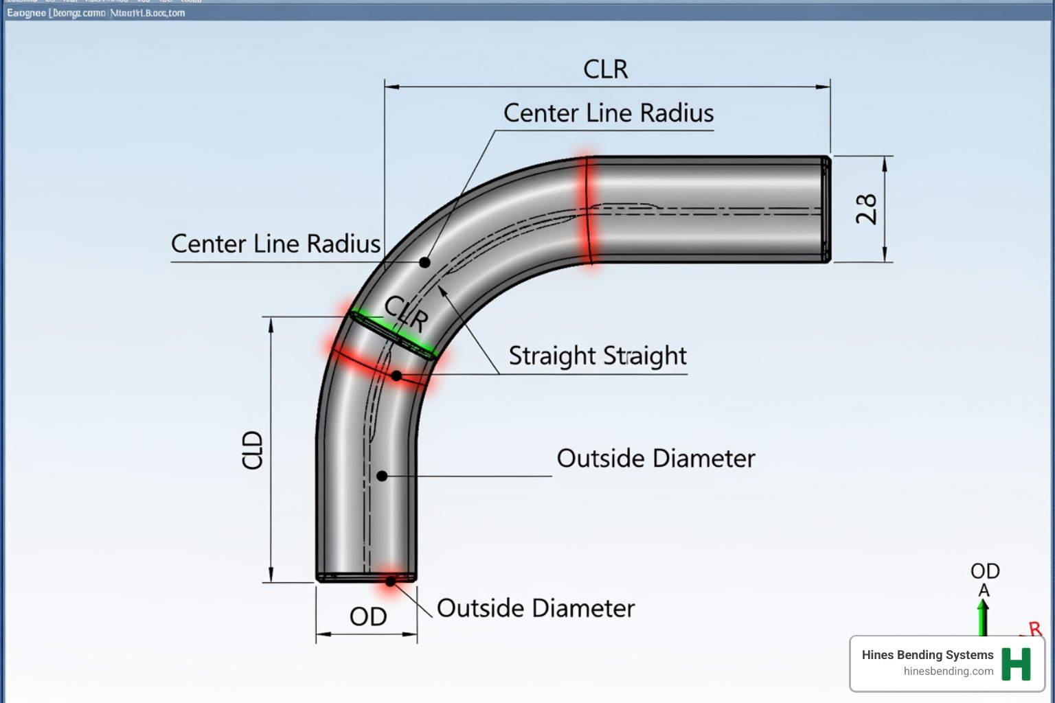 CAD drawing highlighting key design considerations - CNC tube bending services