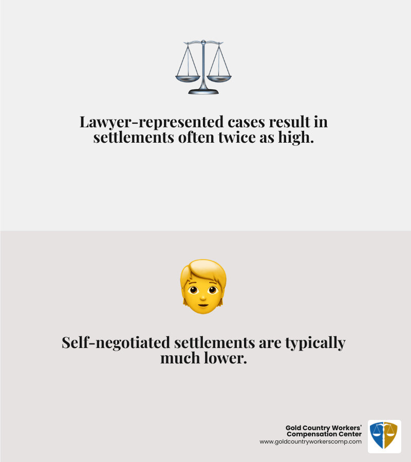 Infographic comparing average workers' comp settlements with and without legal representation - affordable workers' comp lawyer infographic 2_facts_emoji_grey Infographic comparing average workers' comp settlements with and without legal representation - affordable workers' comp lawyer infographic 2_facts_emoji_grey