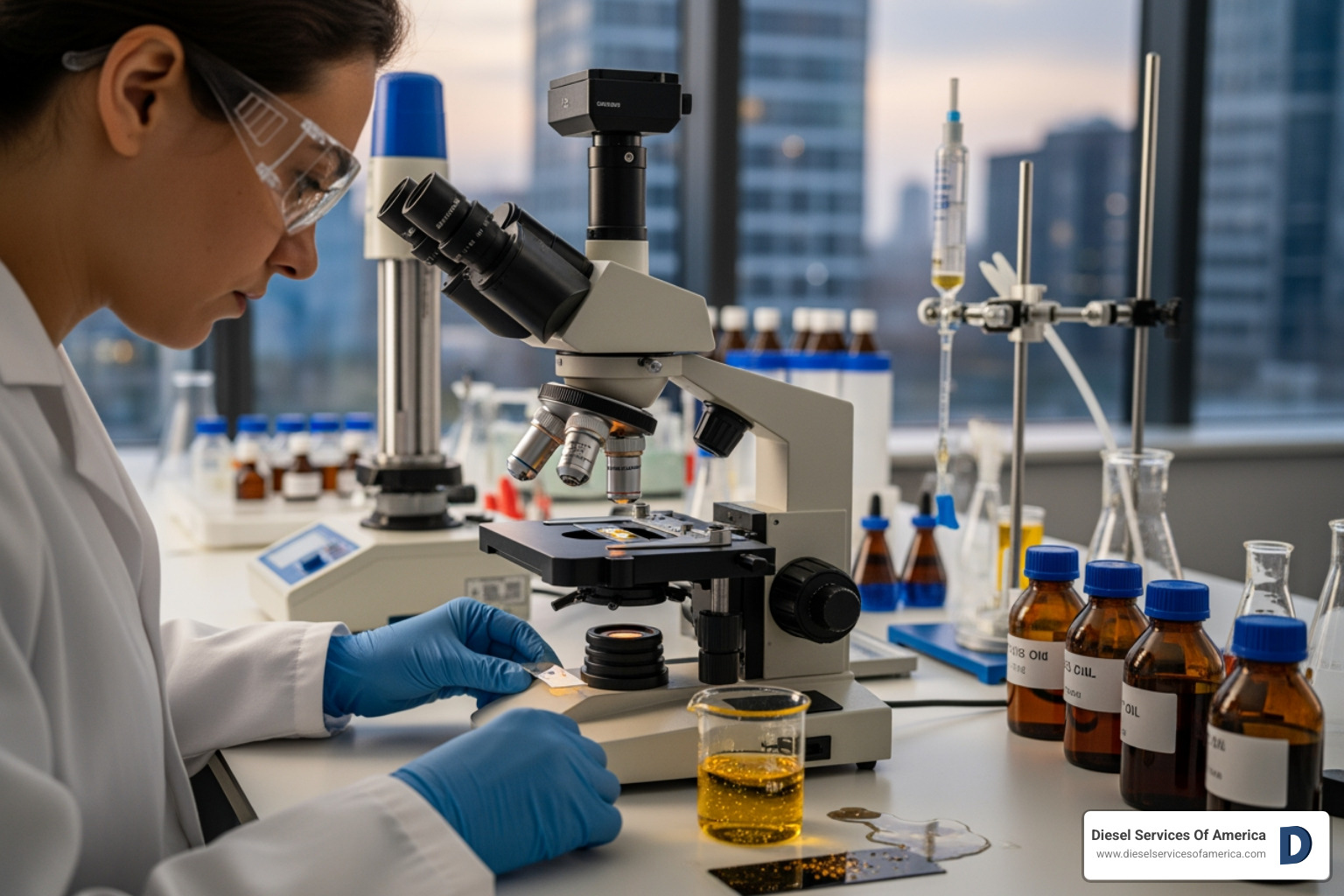 technician performing an oil analysis with visible metal particulates - engine overhaul benefits technician performing an oil analysis with visible metal particulates - engine overhaul benefits