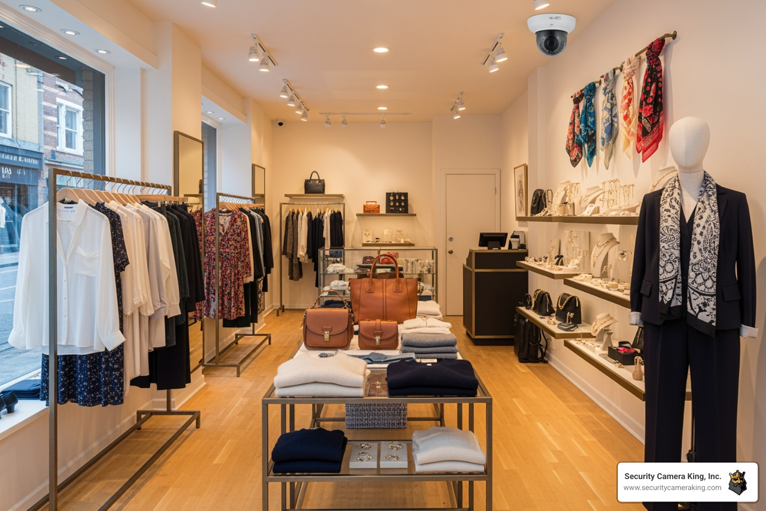 small boutique with visible dome camera - do all stores have security cameras