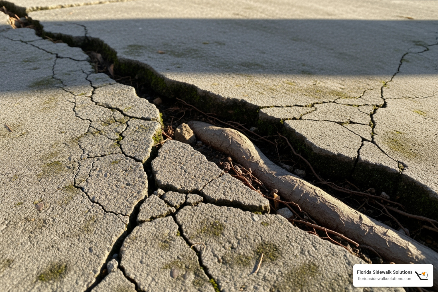 a cracked sidewalk with tree root uplift - concrete repair West Palm Beach a cracked sidewalk with tree root uplift - concrete repair West Palm Beach