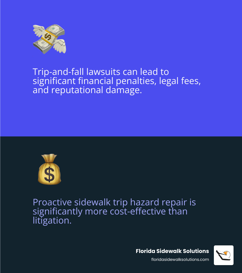 Infographic showing the high cost of a trip-and-fall lawsuit versus the cost of sidewalk trip hazard repair - ADA compliance solutions infographic 2_facts_emoji_blue Infographic showing the high cost of a trip-and-fall lawsuit versus the cost of sidewalk trip hazard repair - ADA compliance solutions infographic 2_facts_emoji_blue