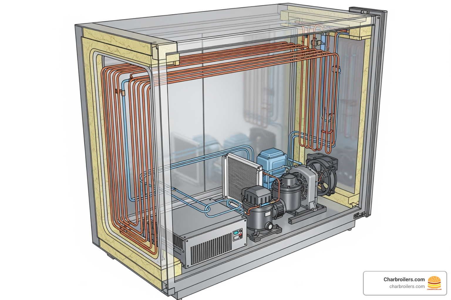 diagram illustrating the cold wall refrigeration system - master bilt ice cream display freezer