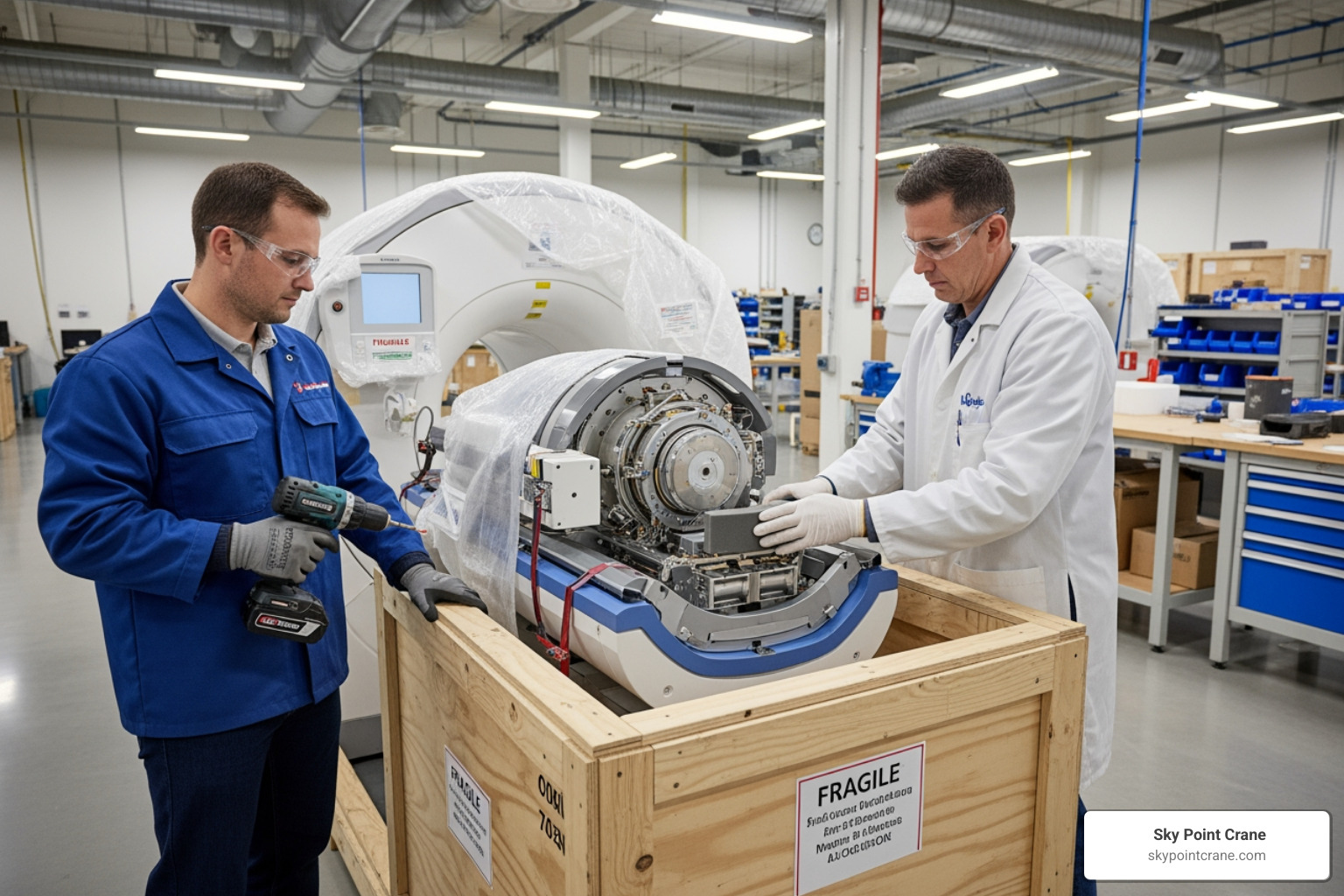 professionals carefully crating sensitive medical equipment - Equipment relocation services professionals carefully crating sensitive medical equipment - Equipment relocation services