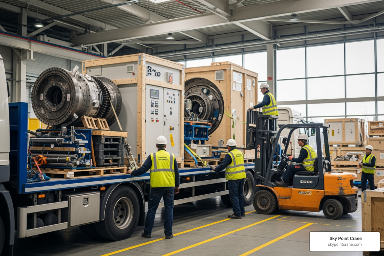 3D lift plan on a computer screen showing a complex crane lift - Equipment relocation services 3D lift plan on a computer screen showing a complex crane lift - Equipment relocation services