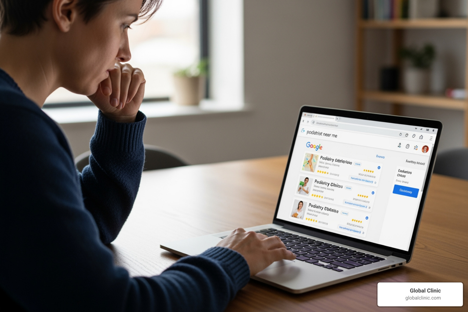 Person searching for a doctor online - Podiatrist Chicago IL