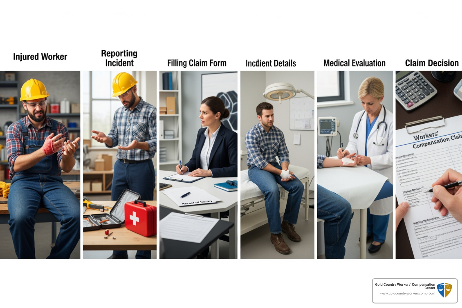 A timeline illustrating the workers' compensation claim filing process, starting from injury, reporting to employer, filing DWC-1 form, medical evaluation, and claim decision. - chemical exposure workers compensation A timeline illustrating the workers' compensation claim filing process, starting from injury, reporting to employer, filing DWC-1 form, medical evaluation, and claim decision. - chemical exposure workers compensation