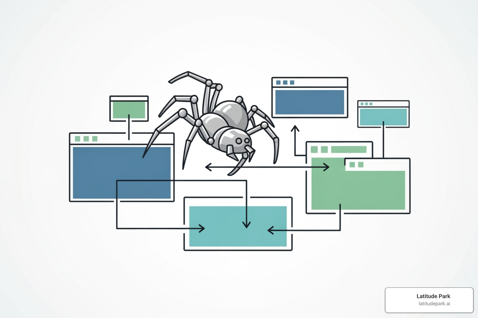 simplified diagram showing Googlebot following links from one page to another - google crawling indexing and ranking