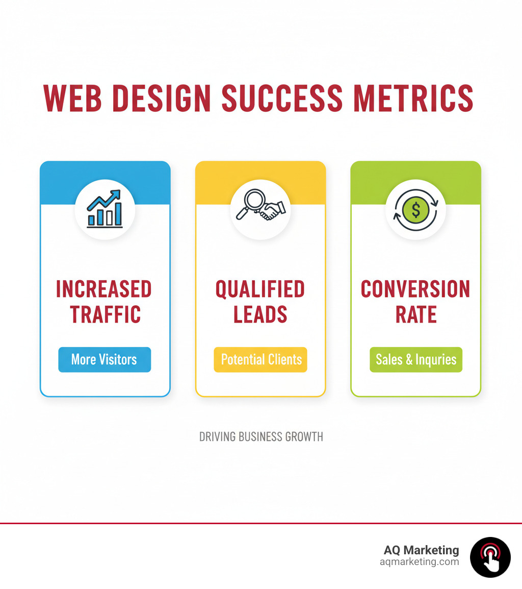 Infographic showing key performance indicators (KPIs) like increased traffic, leads, and conversion rate - web design Woburn infographic Infographic showing key performance indicators (KPIs) like increased traffic, leads, and conversion rate - web design Woburn infographic