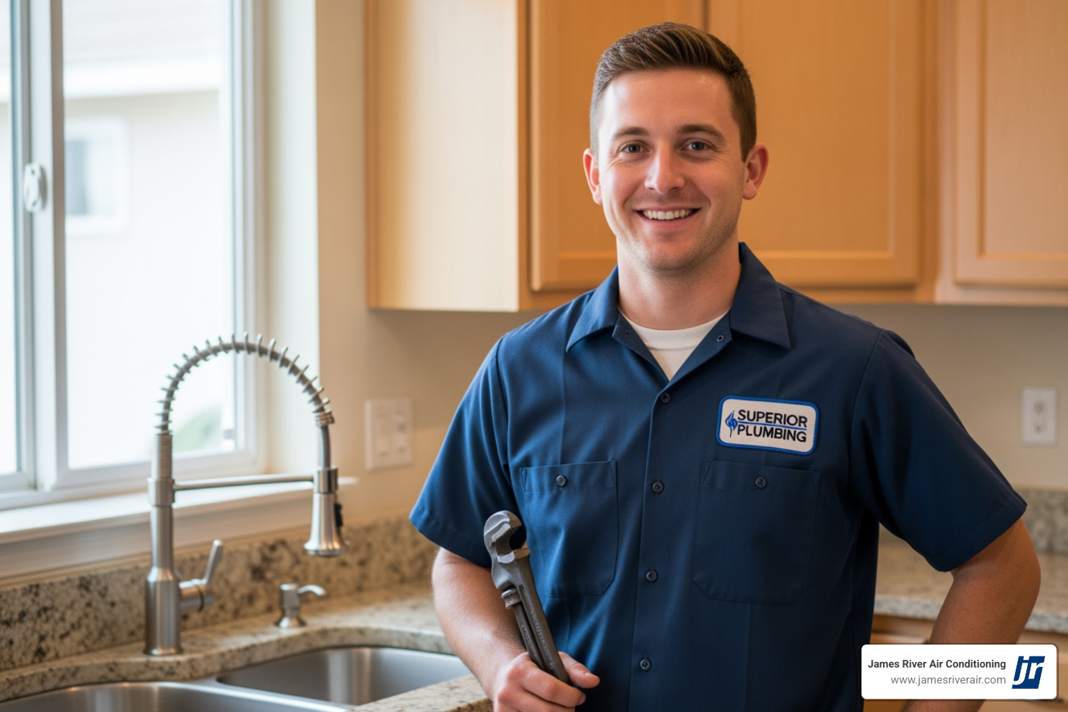 plumbing technician smiling - affordable plumbing repair in petersburg, va plumbing technician smiling - affordable plumbing repair in petersburg, va