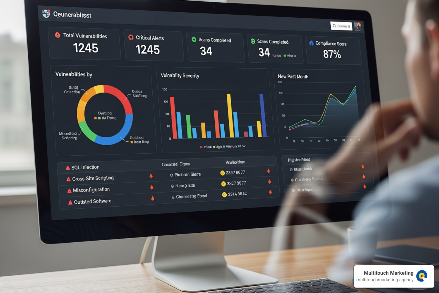security analyst's dashboard showing scan results - Website security audits security analyst's dashboard showing scan results - Website security audits