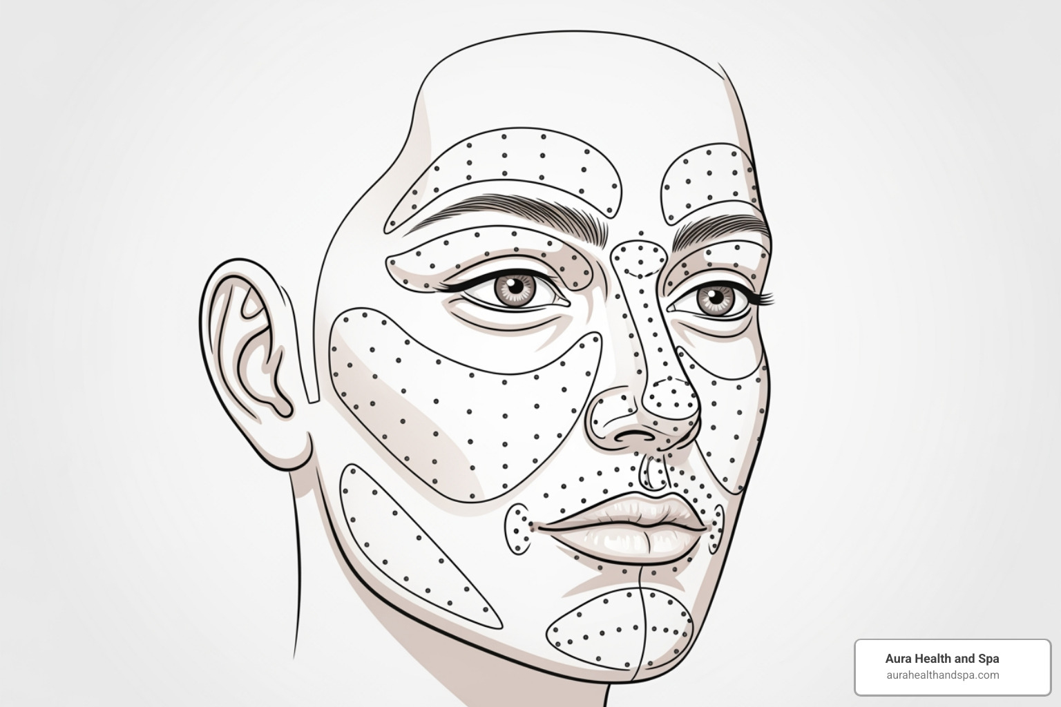microneedling or injection process on a face diagram - blood plasma face treatment microneedling or injection process on a face diagram - blood plasma face treatment