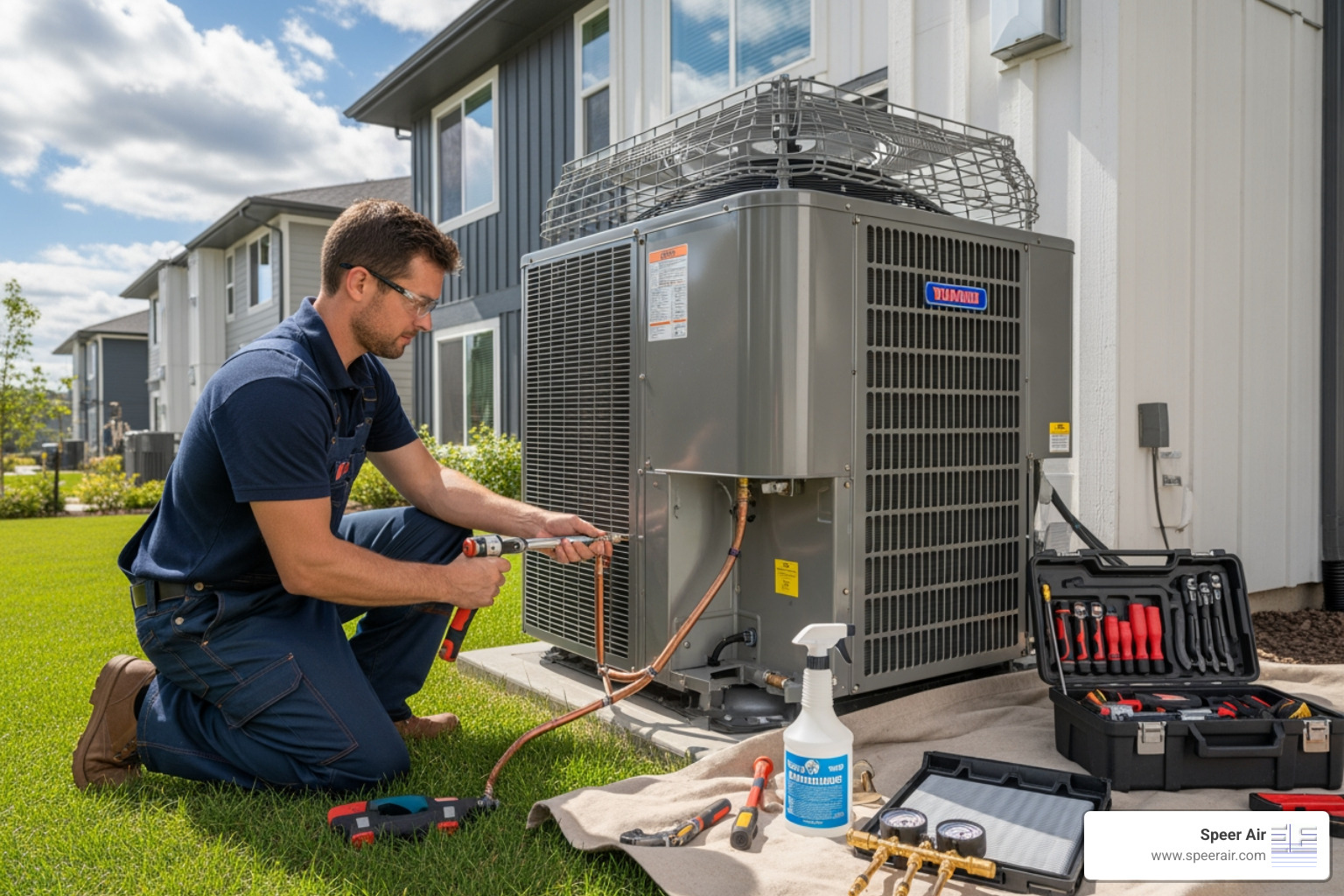 certified technician installing outdoor hvac unit - high efficiency hvac installation northern nj certified technician installing outdoor hvac unit - high efficiency hvac installation northern nj