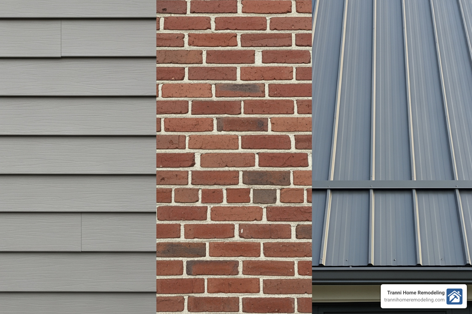 collage of different garage materials like vinyl siding, brick, and metal roofing - cost to build a garage addition