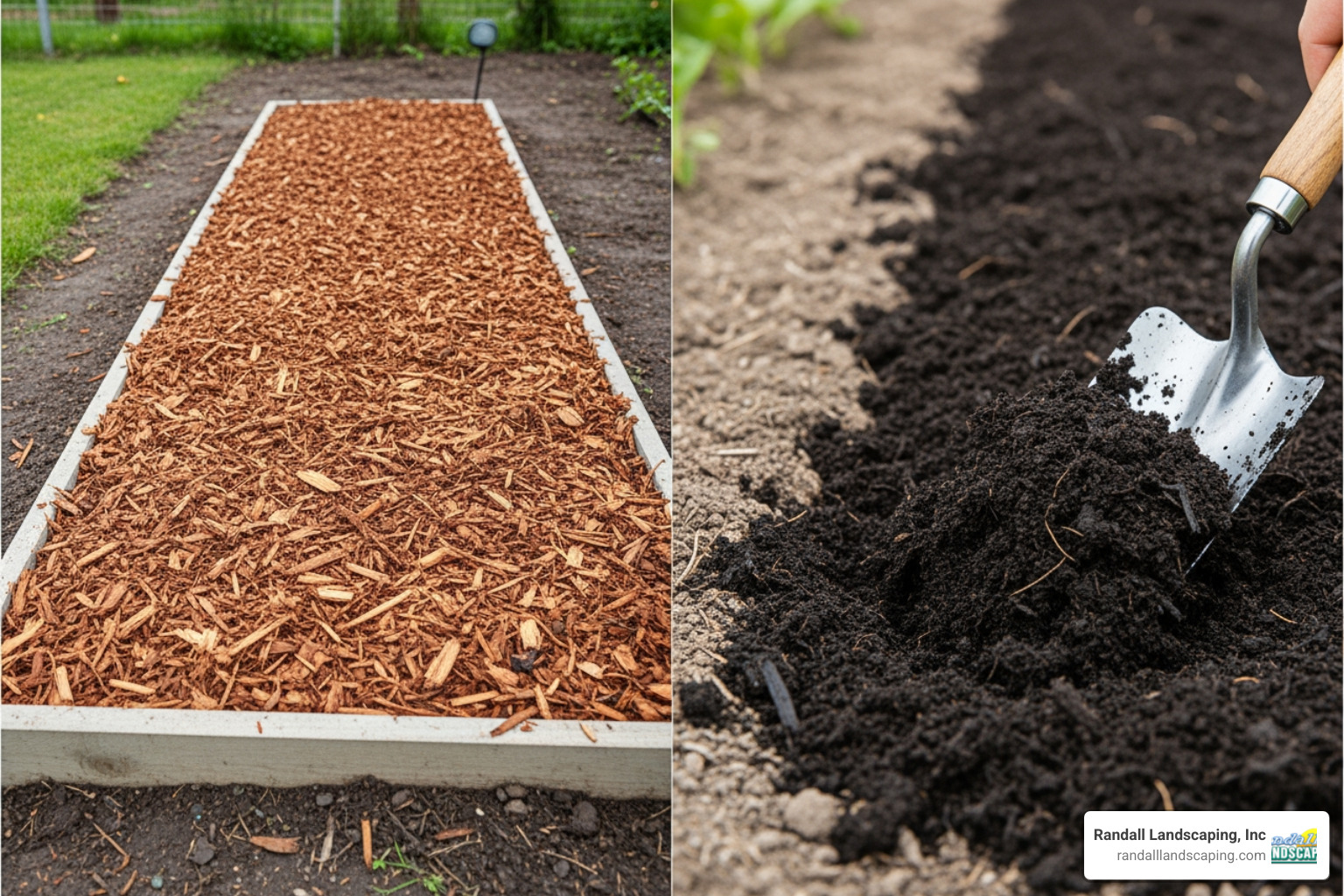 mulch vs compost difference - garden bed mulching