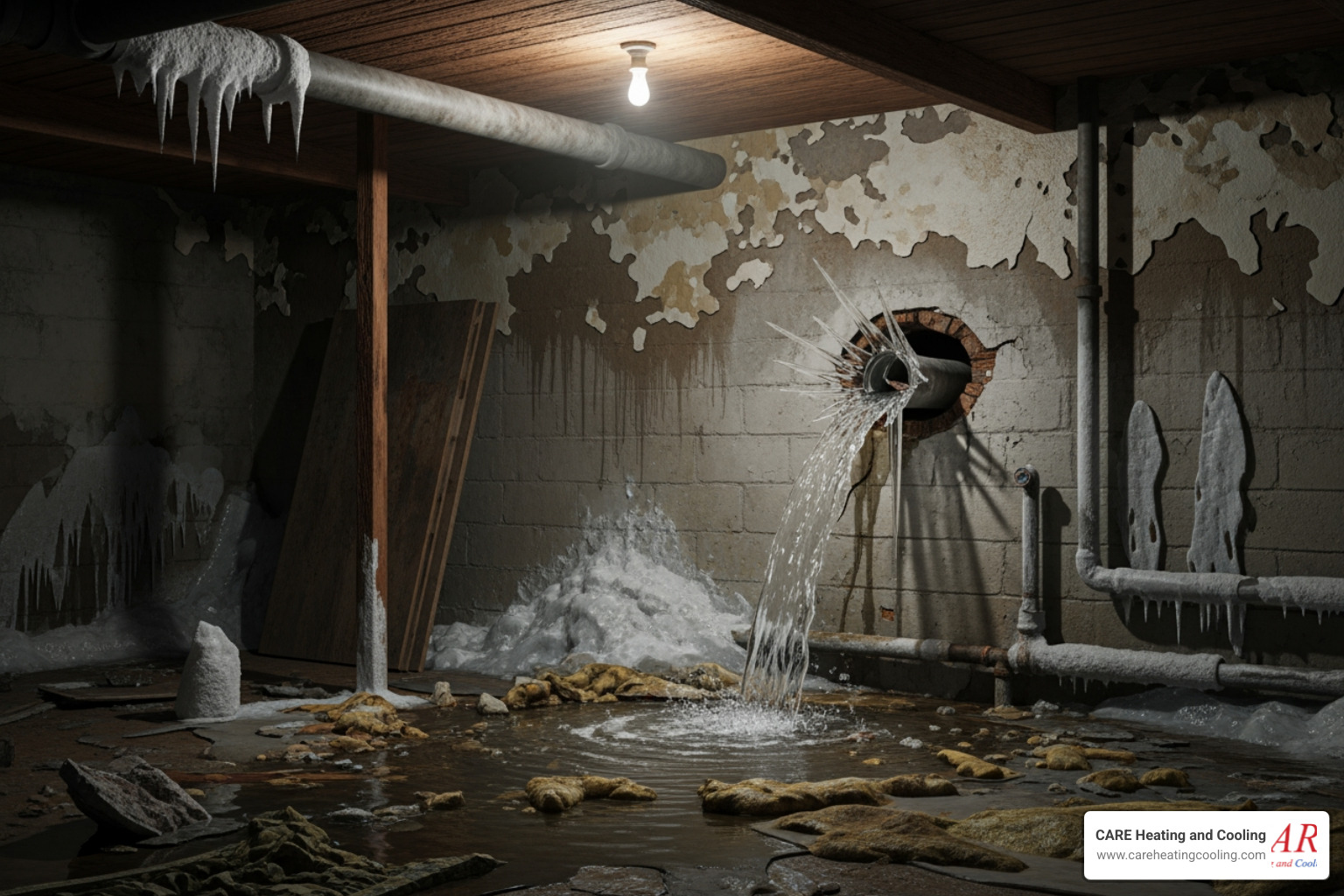 frozen and burst pipe inside a cold house - emergency furnace installation westerville frozen and burst pipe inside a cold house - emergency furnace installation westerville