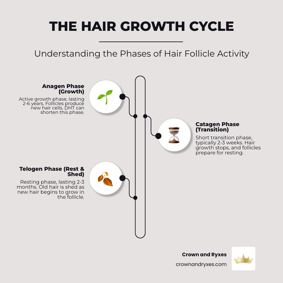 infographic showing hair growth cycle stages - best men's shampoo for receding hairline infographic infographic-line-3-steps-elegant_beige