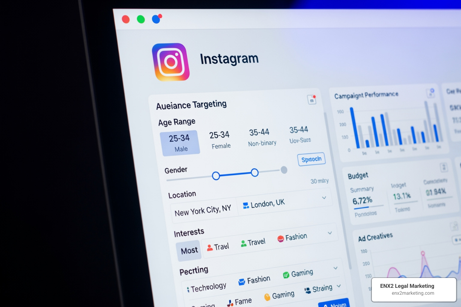 Instagram Ads targeting interface - Instagram for lawyers Instagram Ads targeting interface - Instagram for lawyers