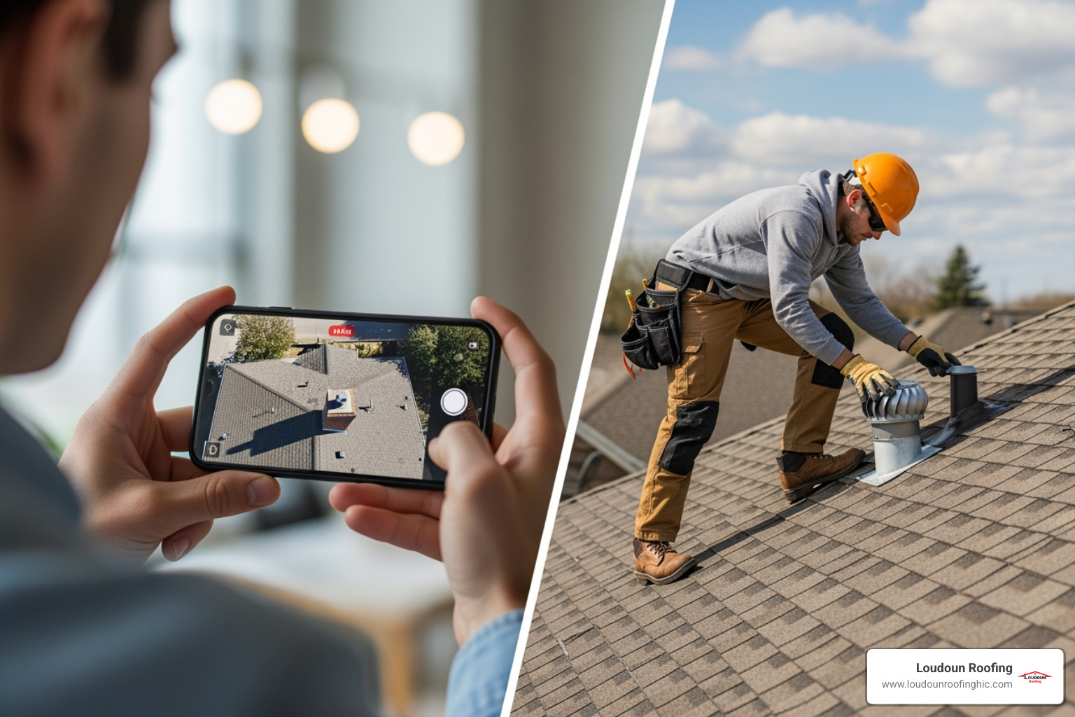 DIY drone view on phone vs professional roofer on roof - affordable roof inspections