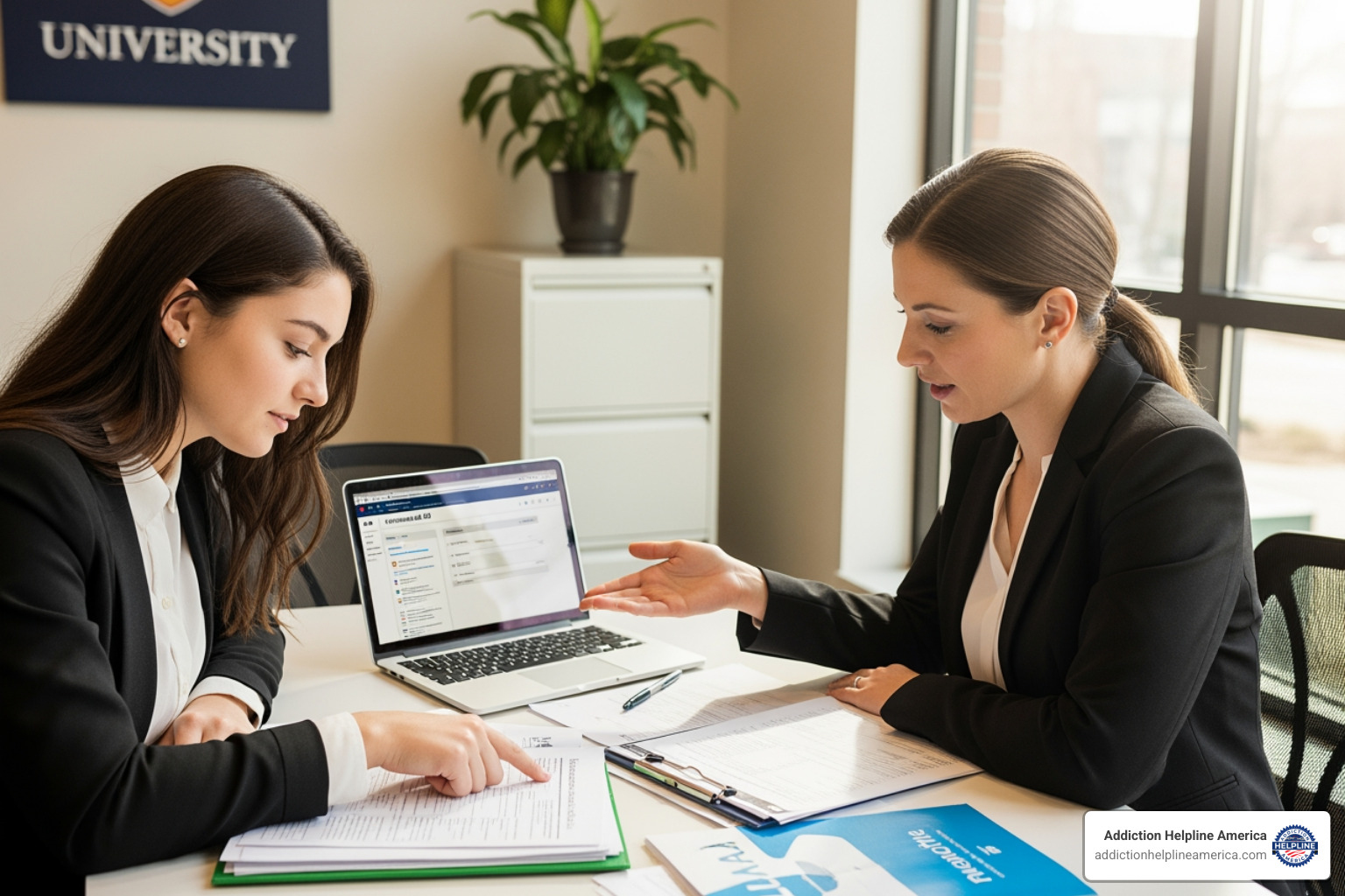 A person reviewing financial aid documents with a counselor - free drug rehab in tulsa oklahoma A person reviewing financial aid documents with a counselor - free drug rehab in tulsa oklahoma