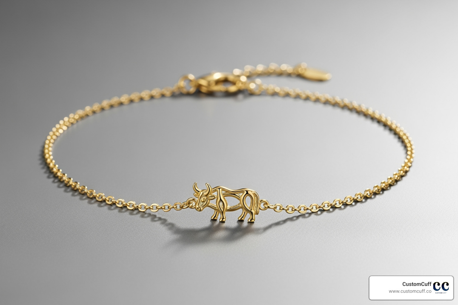 a delicate chain bracelet with a small Ox charm - year of the ox jewelry a delicate chain bracelet with a small Ox charm - year of the ox jewelry