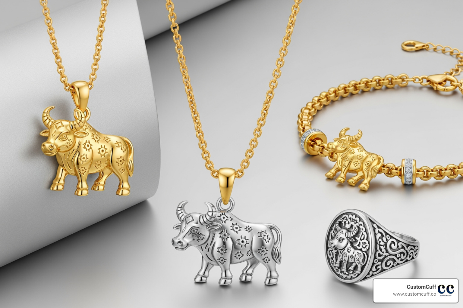 a flat lay featuring various Year of the Ox jewelry pieces including a necklace, bracelet, and ring - year of the ox jewelry a flat lay featuring various Year of the Ox jewelry pieces including a necklace, bracelet, and ring - year of the ox jewelry