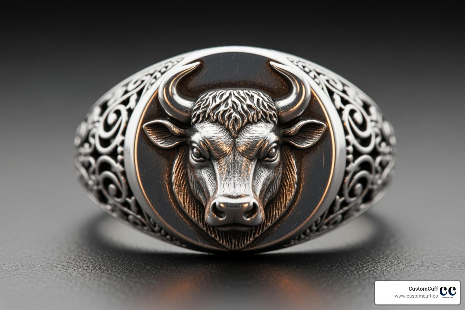 a detailed sterling silver Ox signet ring - year of the ox jewelry a detailed sterling silver Ox signet ring - year of the ox jewelry