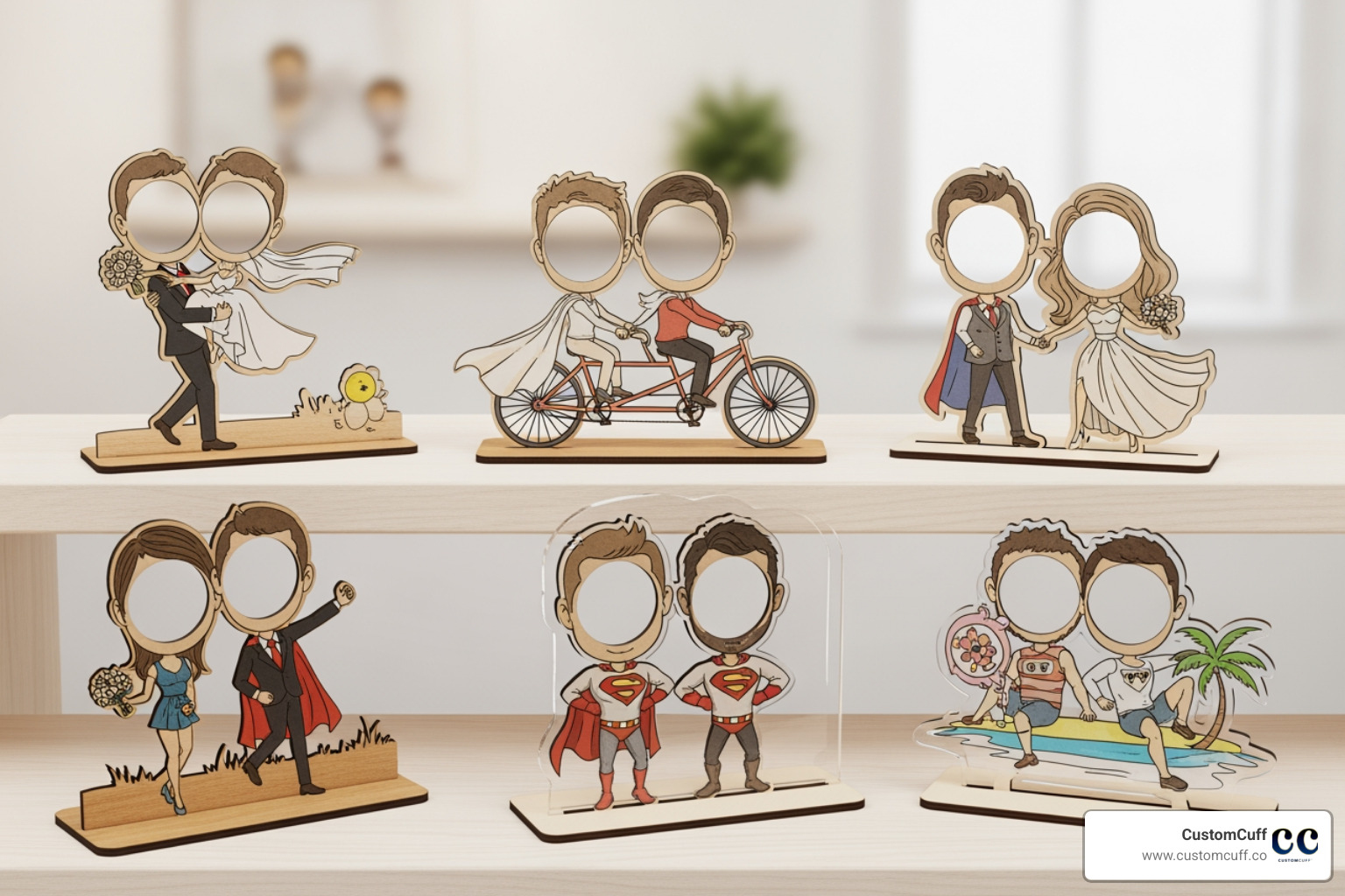 Wooden and acrylic couple caricature photo stands - couple caricature photo stand Wooden and acrylic couple caricature photo stands - couple caricature photo stand