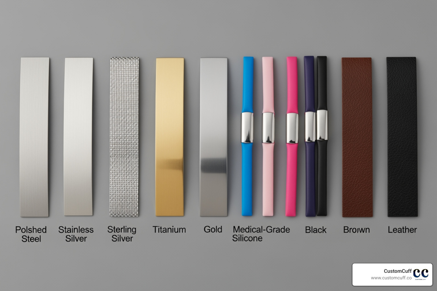 collection of medical alert bracelet materials - custom engraved medical alert bracelets