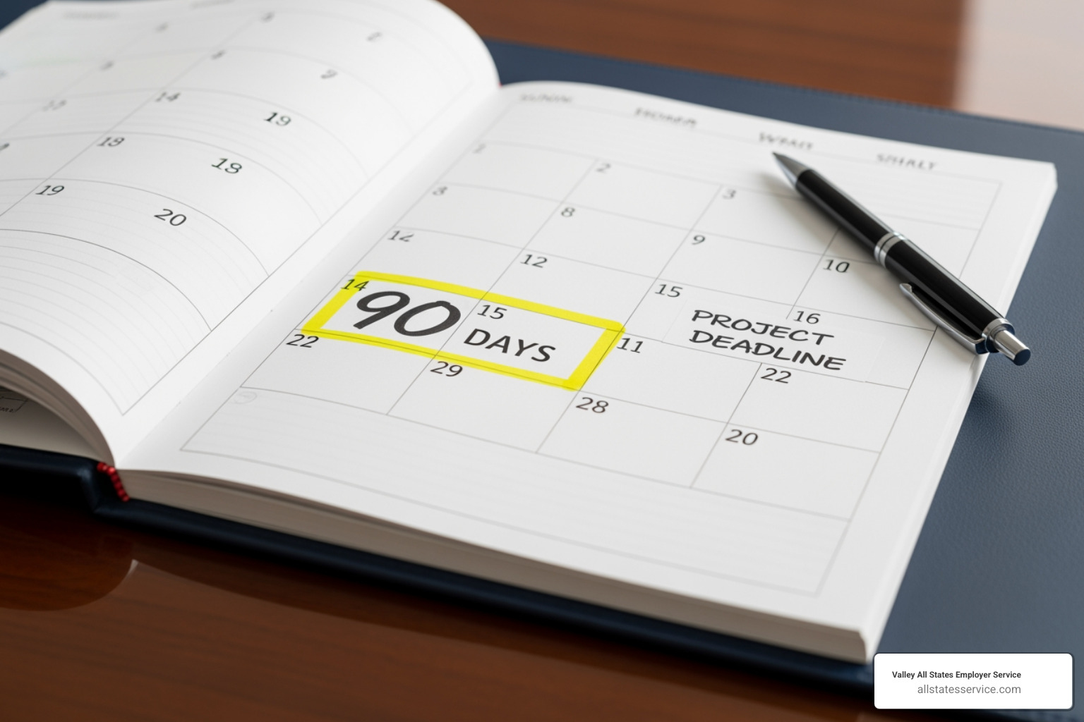 calendar highlighting a 90-day period for a receipt - what is needed for i 9 verification