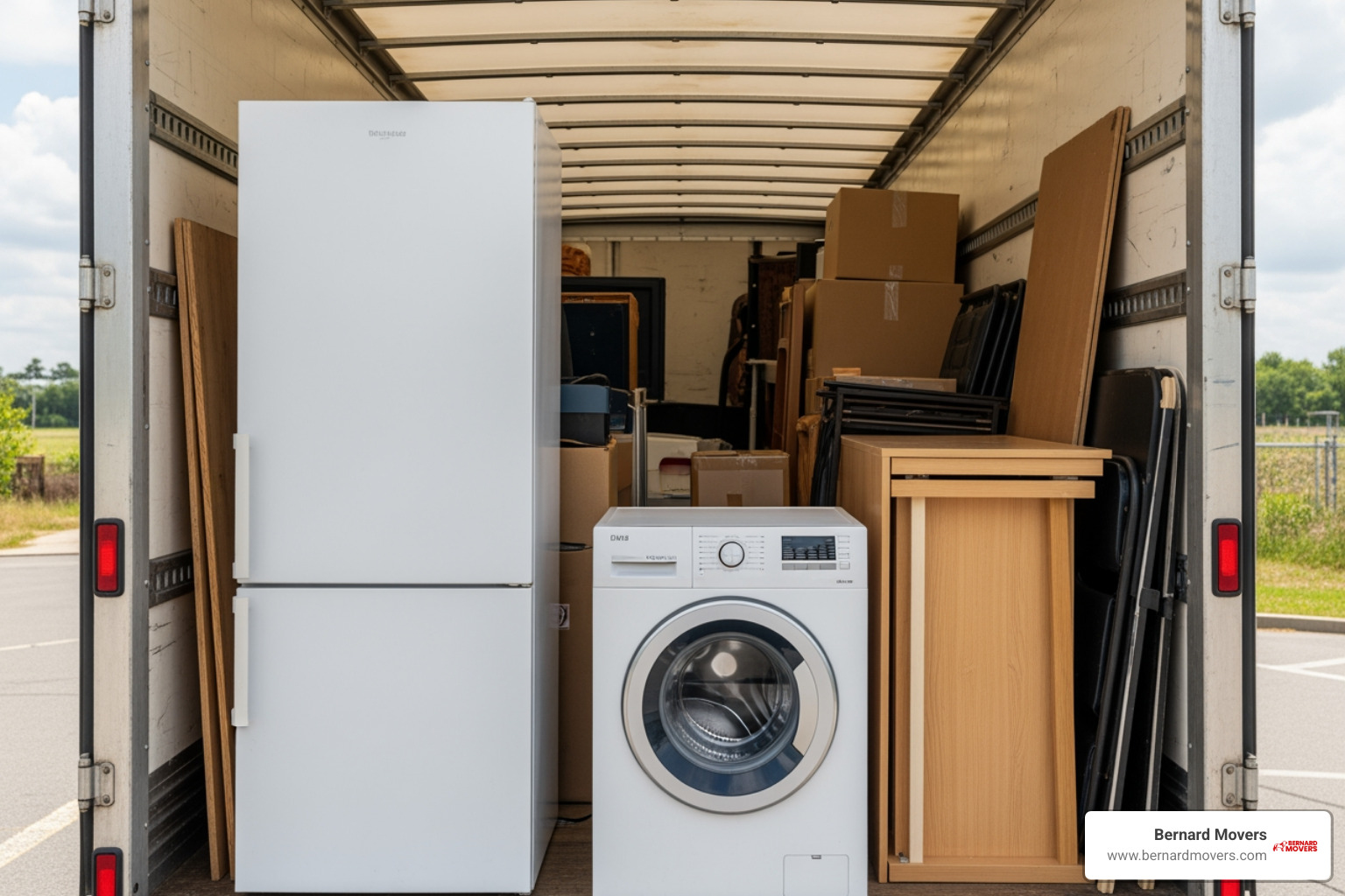 Proper weight distribution in a moving truck with heaviest items in front - moving truck for hire near me