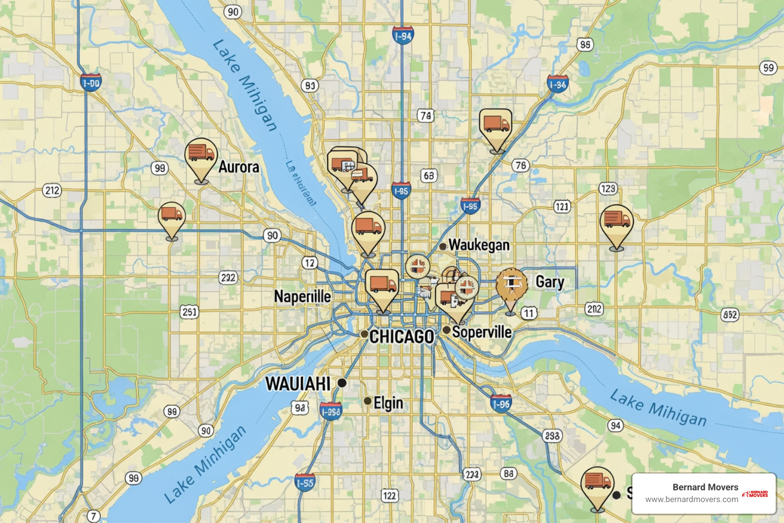 map showing moving truck rental locations in Chicago area - moving truck local map showing moving truck rental locations in Chicago area - moving truck local
