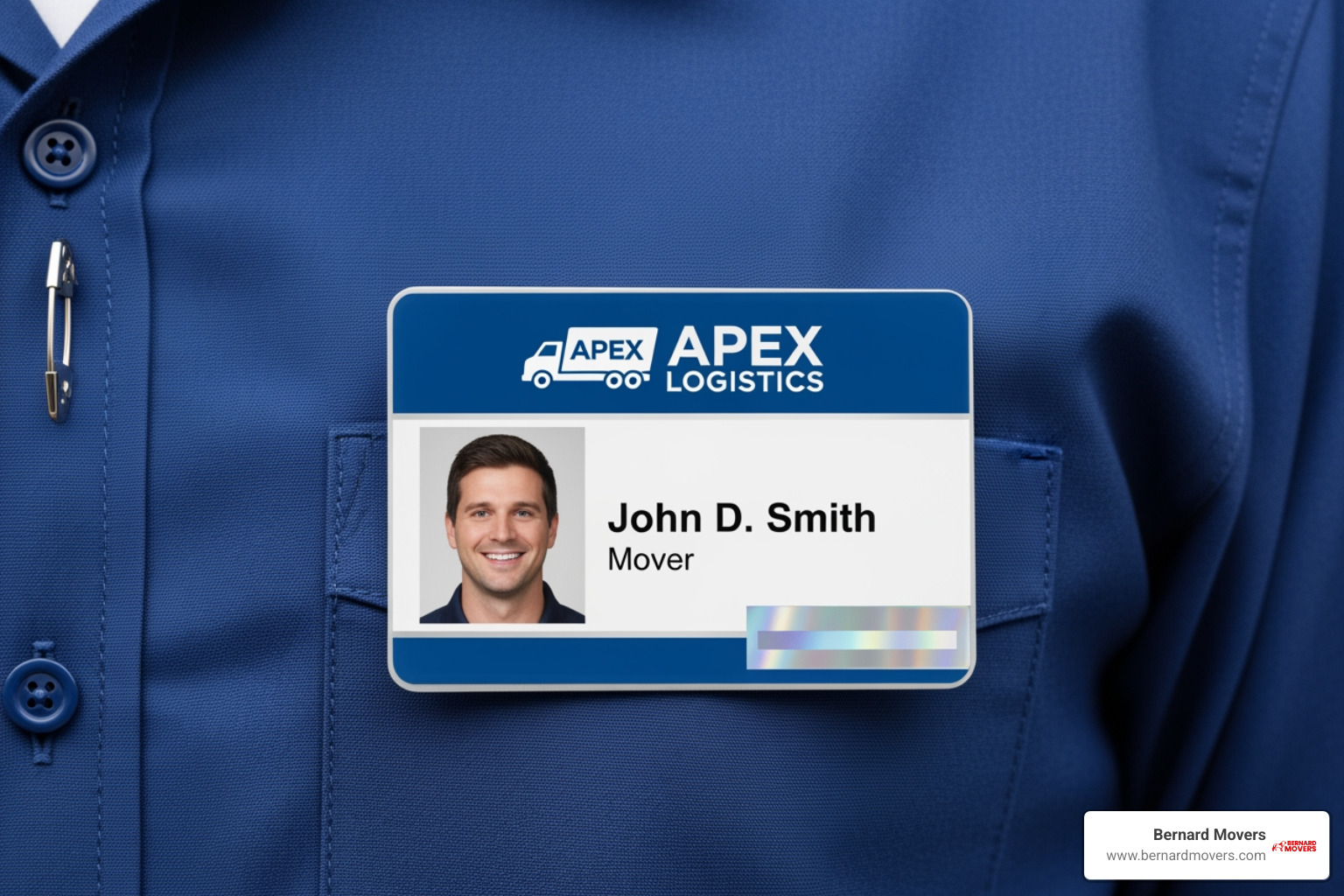 Professional mover's ID badge and uniform - home shifting service near me