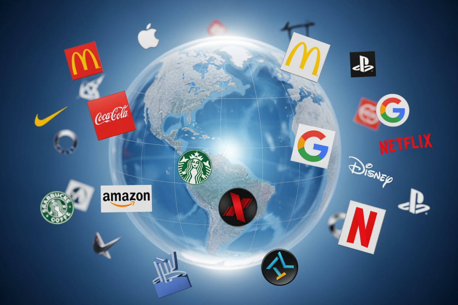 Of a globe with franchise brand logos - franchise expansion strategies