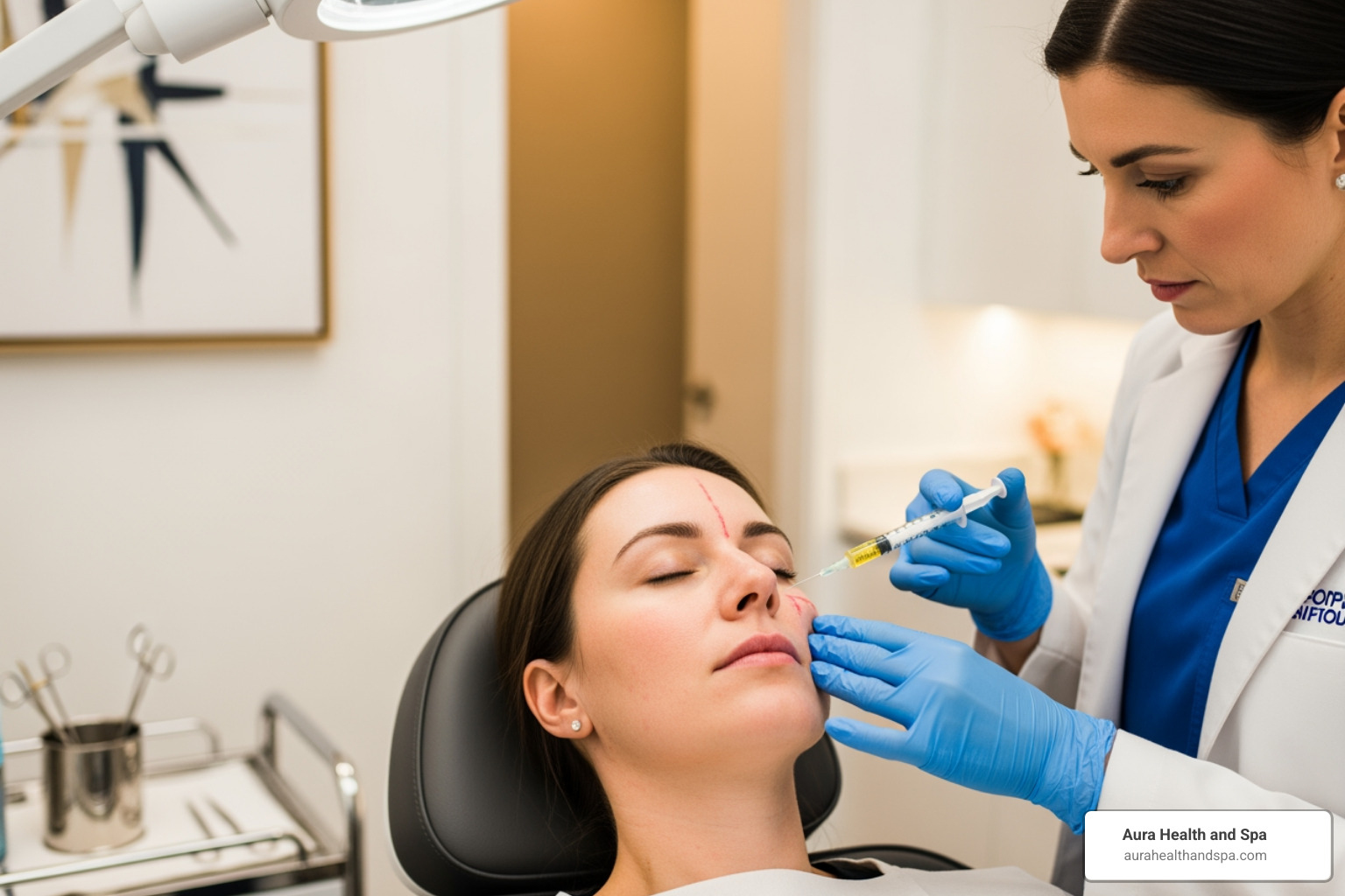 Image of PRP and Sculptra treatments in a clinical setting - Facial rejuvenation treatment