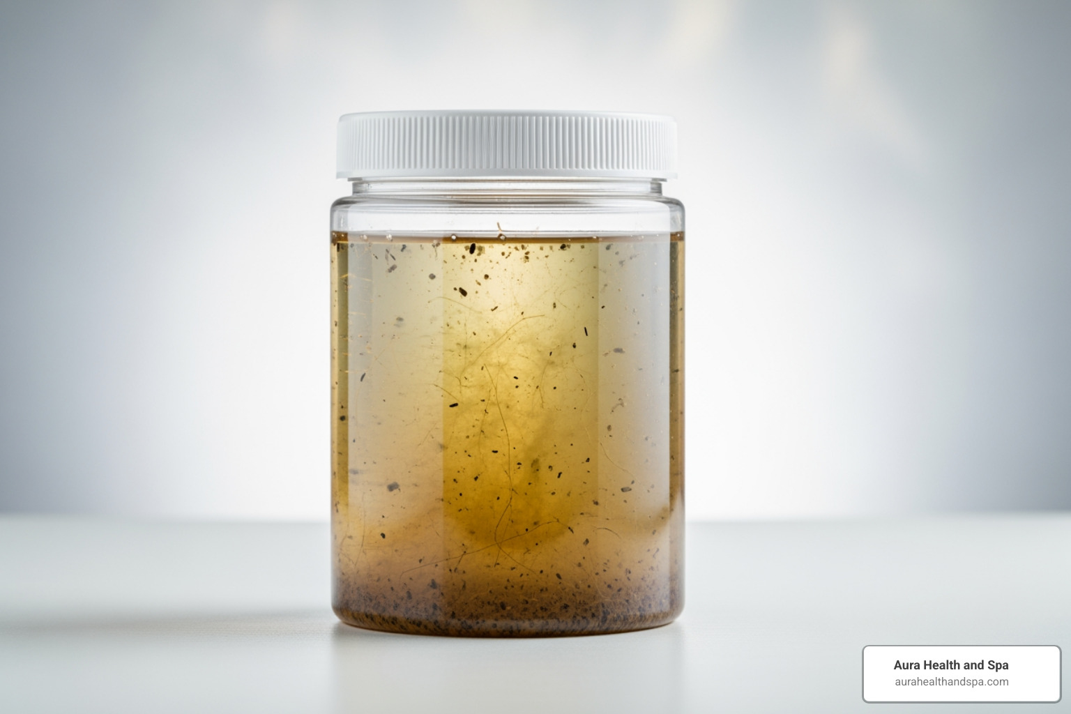 The "gunkie" jar showing extracted impurities from pores after a Hydrafacial treatment - Hydrafacial for acne