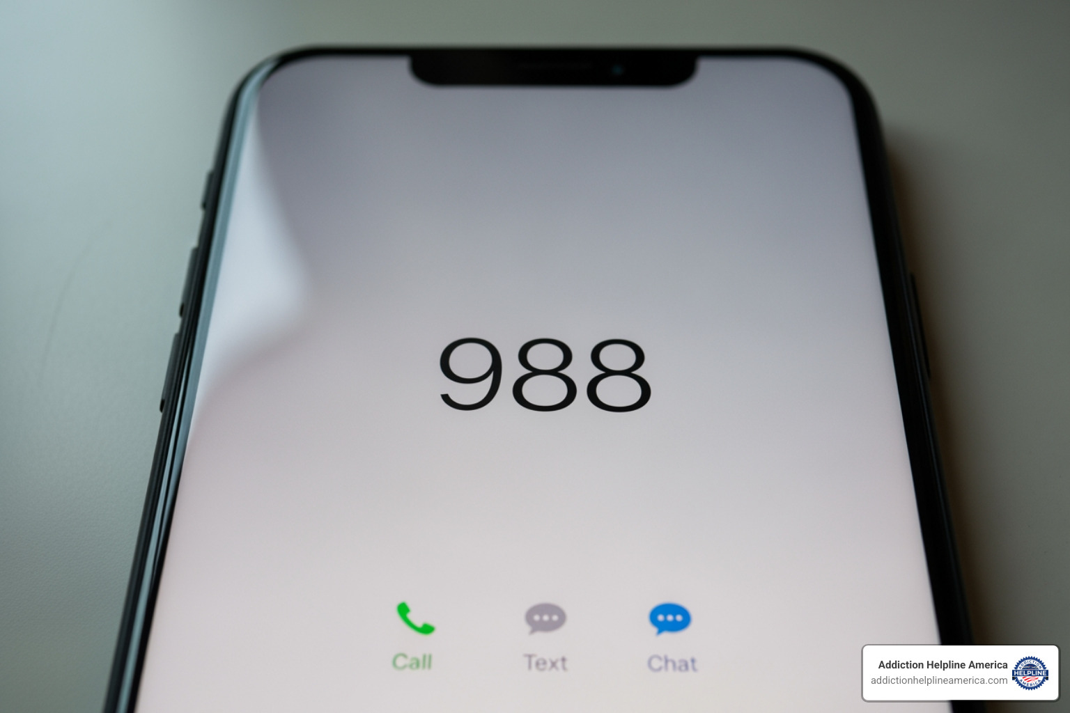 smartphone displaying 988 Lifeline contact options - get help now
